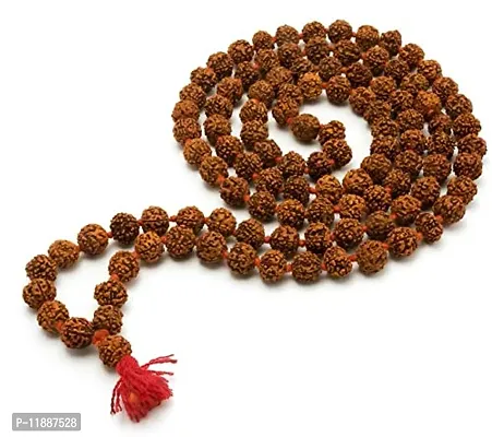 Raviour Lifestyle Pure Natural Brown Rudraksha Mala 108+1 Beads (7 MM Men Women Boys and Girls)-thumb0