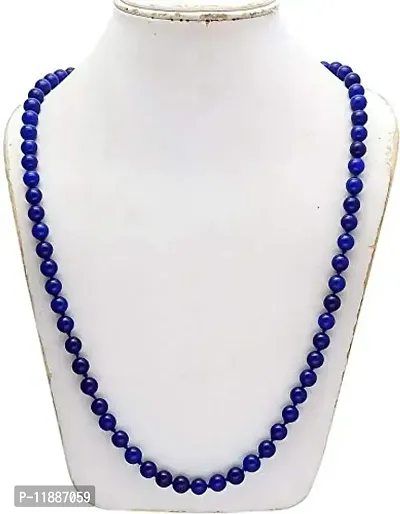 Raviour Lifestyle 100% Natural Blue Hakik Mala Blue Agate Stone Chain Neela Hakik Mala 108+1 Beads for Japa for Men and Women-thumb2