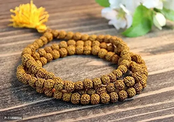 Raviour Lifestyle Mukhi Rudraksha Mala, Certified  Original Five Mukhi Rudraksha Necklace, 108 Mala Beads, Knotted Mala, Handmade Mala, Japa Mala, Yoga  Meditation Mala , Prayer Beads-thumb2