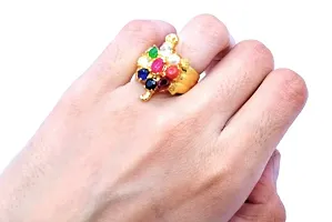 Navratan Tortoise Kachua Adjustable Gemstone Ring for Women and Men-thumb1