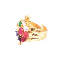 Navratan Tortoise Kachua Adjustable Gemstone Ring for Women and Men-thumb2