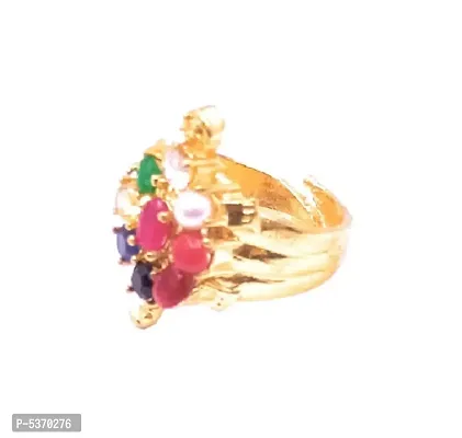 Navratan Tortoise Kachua Adjustable Gemstone Ring for Women and Men-thumb3
