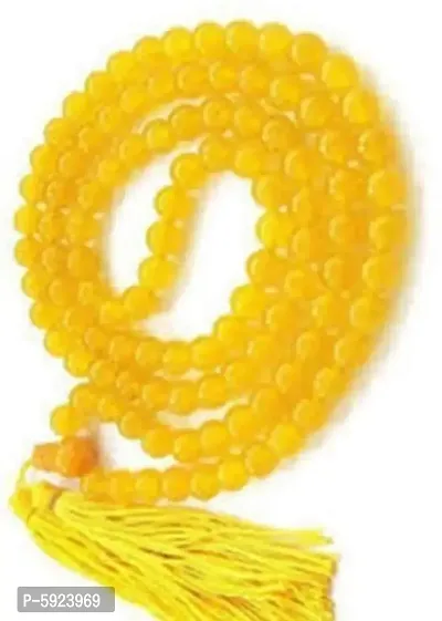 108 Beads Agate Hakik Mala for Brihaspati/Ma Baglamukhi Japa Mantras (Yellow)