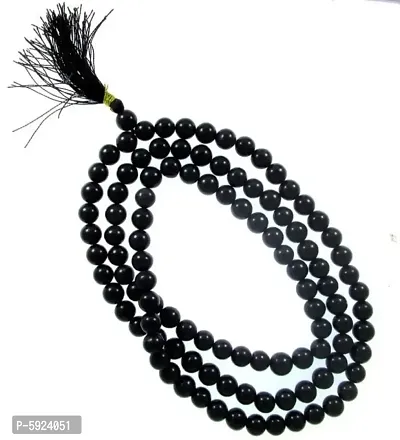 Agate Hakik Mala 108  Beads for Kali  Maha Bhairav Japa Mantras (Black) Hakkik Mala