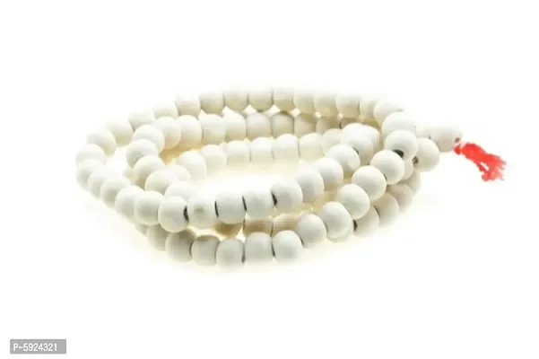 White Safed chandan (sandalwood) mala 108+1 beads for Japa Pooja and Wearing for Men and Women