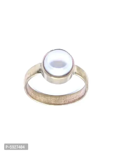 Pearl (Moti) 5.30 Ratti White Pearl Gemstone Ashtadhatu Rashi Ratna Ring