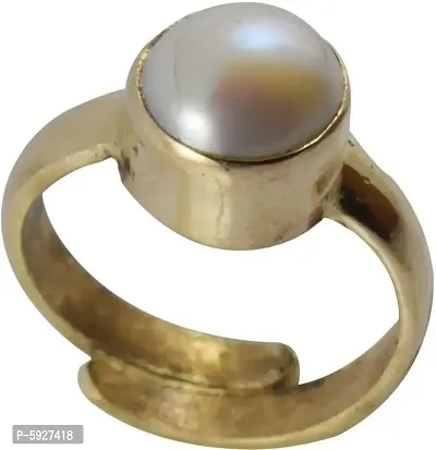 Pearl (Moti) 6.15 Ratti White Pearl Gemstone Ashtadhatu Rashi Ratna Ring