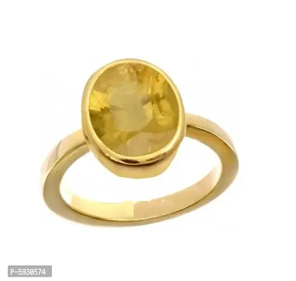 Yellow Sapphire Pukhraj 100% Original Gemstone Asthdhatu Ring