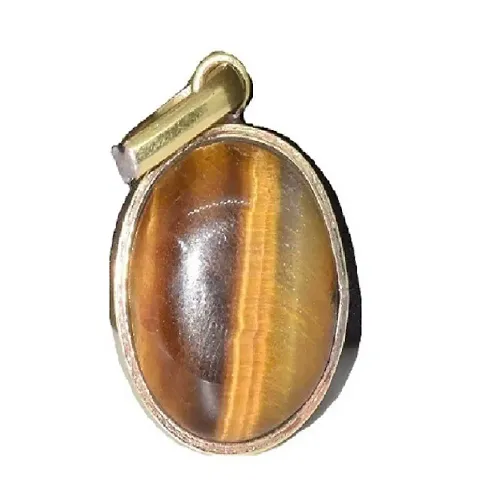 Tiger Eye Gemstone Pendant Tiger's Eye Stone Locket in Panchdhatu Stone Pendant