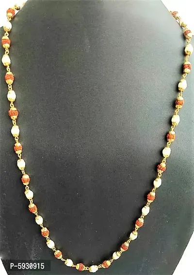 Trendy Brass Moti Rudraksha golden chain cap mala