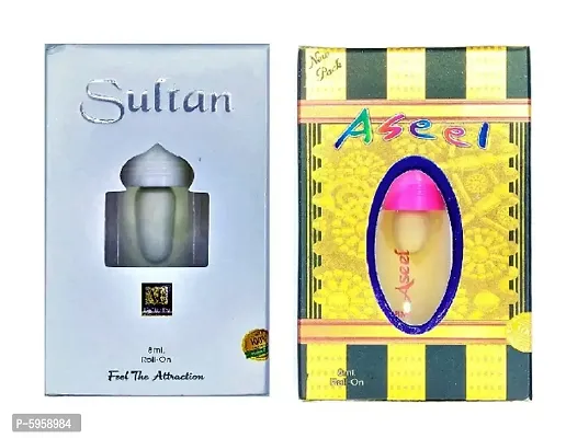 Sultan Attar and Aseel Floral Roll on Attar Each 8ml Combo Pack-thumb0