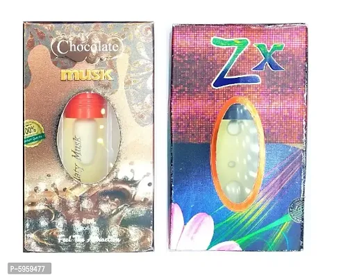 Chocolate Musk Attar and ZX Floral Roll on Attar Each 8ml Combo Pack