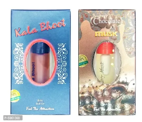 Chocolate Musk Attar and Kala Bhoot Floral Roll on Attar Each 8ml Combo Pack