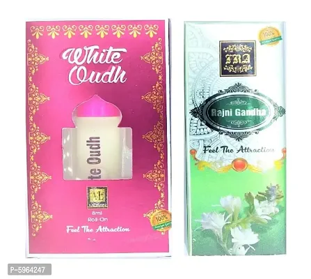 Rajni Gandha Attar and White oudh Floral Roll on Attar Each 8ml Combo Pack-thumb0
