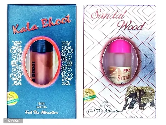 Kala Bhoot Attar and Sandal Wood Floral Roll on Attar Each 8ml Combo Pack-thumb0