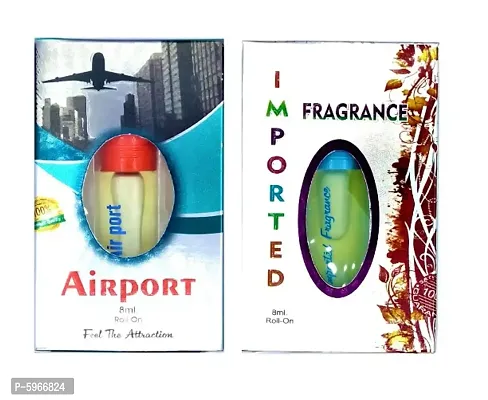 Airport Attar and Imported Floral Roll on Attar Each 8ml Combo Pack