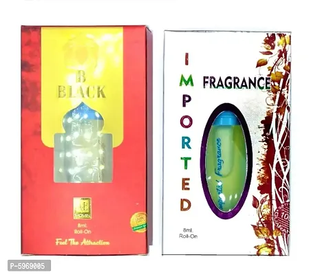 Imported Attar and B Black Floral Roll on Attar Each 8ml Combo Pack-thumb0