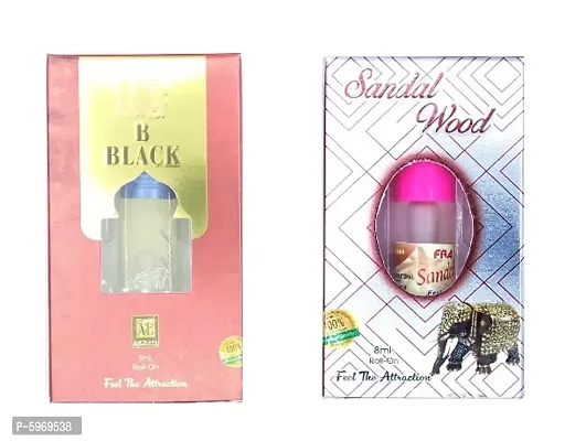 Sandal Wood Attar and B Black Floral Roll on Attar Each 8ml Combo Pack