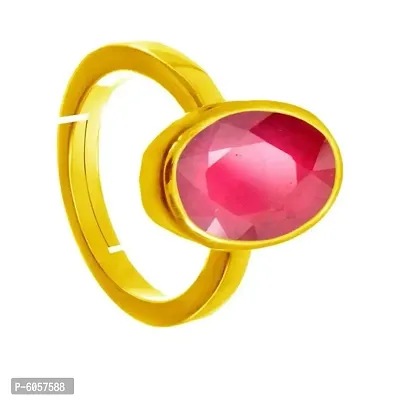 Natural and Original RUBY manik Gemstone Panchdhatu Ring ,Pukhraj Birthstone Astrology Ring For Men and Women