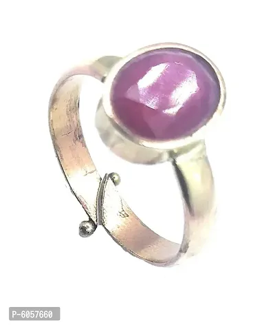 Natural Ruby Stone Manik Ring Adjustable Panchdhatu Ring for Men and Women