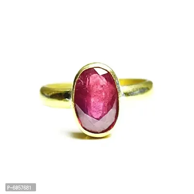 Natural and Original Panchdhatu Ruby Ring Manik Stone Adjustable Ring for Men and Women-thumb0