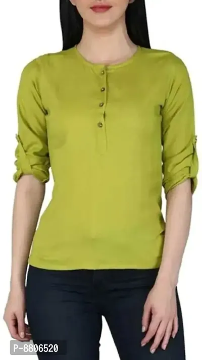 Rayon Stylish And Simple Three-Fourth Sleeve Simple Top for Women