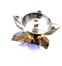 Brass Golden Diya With Kamal Patti Flower Shaped Diya for Diwali Puja-thumb3