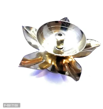 Brass Golden Diya With Kamal Patti Flower Shaped Diya for Diwali Puja-thumb4