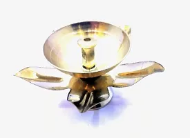 Beautiful Golden Brass Diya Home Decorative Flower Shaped Diya for Diwali Puja for Temple-thumb1