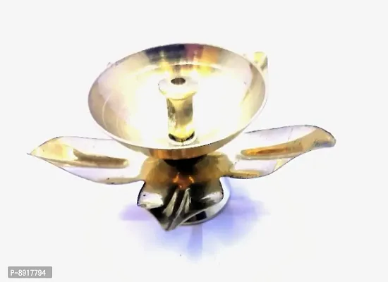 Beautiful Golden Brass Diya Home Decorative Flower Shaped Diya for Diwali Puja for Temple-thumb2