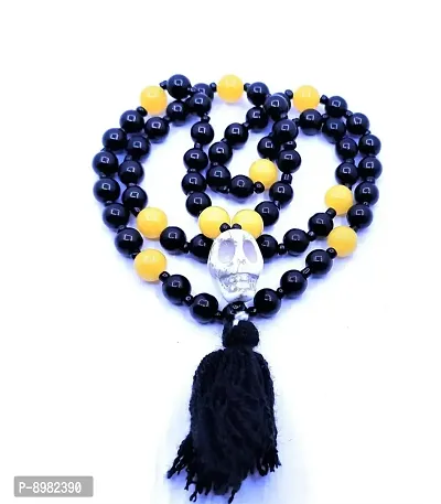 Mund Mala Skull Mala Narmund Mala Shiv Mund Mala Buy Kapal Mala Online 1 Skull Bone Mala Skeleton Mala with Yellow Black Hakik Stone-thumb0