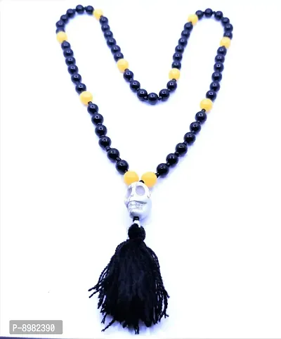 Mund Mala Skull Mala Narmund Mala Shiv Mund Mala Buy Kapal Mala Online 1 Skull Bone Mala Skeleton Mala with Yellow Black Hakik Stone-thumb2