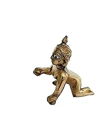 Pure Brass Made Laddu Gopal Ji Idol for Home Temple Little Kanha Murti Special Gift For Someone-thumb2