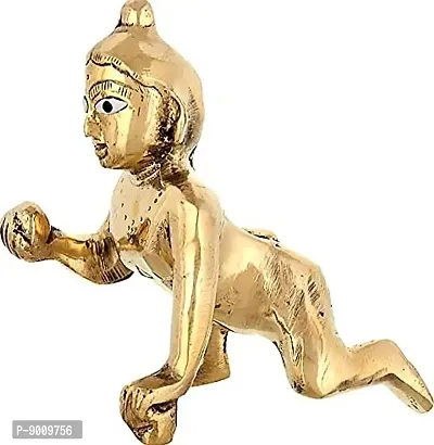 Ashtadhatu Laddu Gopal Brass Murti Gold Plated Bal Krishna Statue Baby Kanha Pital Murti-thumb0