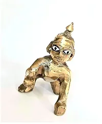 Ashtadhatu Laddu Gopal Brass Murti Gold Plated Bal Krishna Statue Baby Kanha Pital Murti-thumb2