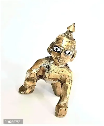 Ashtadhatu Laddu Gopal Brass Murti Gold Plated Bal Krishna Statue Baby Kanha Pital Murti-thumb3