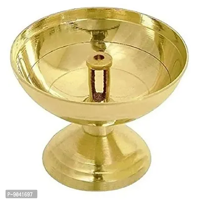 Brass Diya Akhand Jyoti is appropriate for Rituals and Festivals Use this diya while performing puja and rituals at home or during religious festivals. The contemporary design and sheen of the Solimo.-thumb0