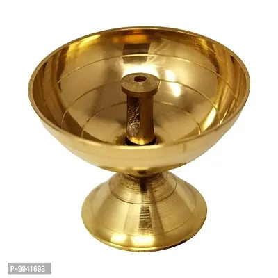 Golden Brass Diya for Special Puja Akhand Jyot Diya for Gods Aarti Decorative Deepak.-thumb0