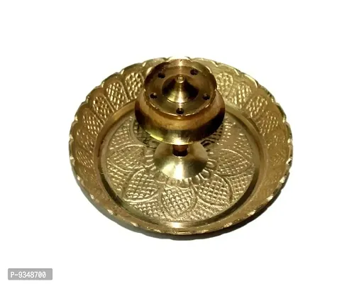 Classic Traditional Brass Agarbatti-Incense Sticks Holder-Stand with Ash Catcher 4 CM 5 Holes-thumb0