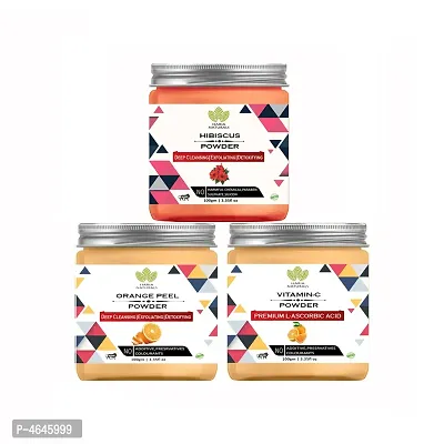 Hibiscus Powder 100gm & Orange Peel Powder 100gm & Vitamin-C Powder 100gm (Pack Of 3) 300GM