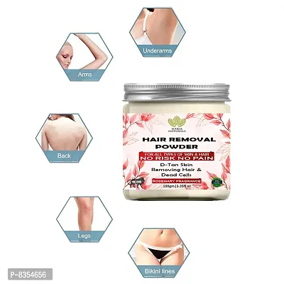 Haria Naturals Hair Removal Powder (Rosemary Fragrance) For Underarms, Hand, Legs & Bikini Line Three in one Use For D-Tan Skin, Removing Hair, Remove Dead cell Men & Women 300 gms-thumb2