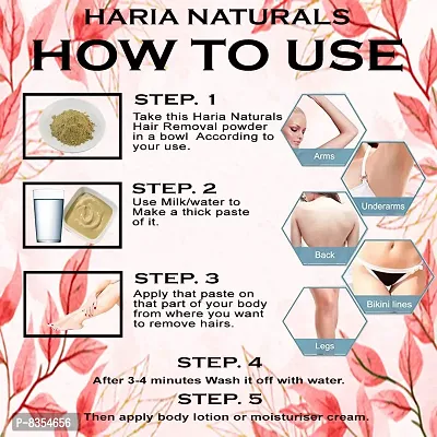 Haria Naturals Hair Removal Powder (Rosemary Fragrance) For Underarms, Hand, Legs & Bikini Line Three in one Use For D-Tan Skin, Removing Hair, Remove Dead cell Men & Women 300 gms-thumb3