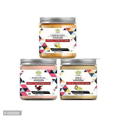 100% Pure & Naturals Lemon Peel Powder 100gm & Rose Petal Powder 100gm & Amla Powder 100gm (Pack Of 3) 300GM