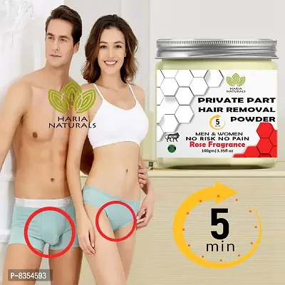 Haria Naturals Hair Removal Powder (RoseMary Fragrance) Specially For Private Part (For Easy Hair Removal No Risk No Pain) Men & Women 300 gms-thumb2