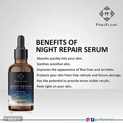 PuriFlame Night Repair Face Serum 100% Natural & Effective-Lightens Skin Tone, Reduces Marks, Anti-Aging & Repairs Skin 30ML-thumb3