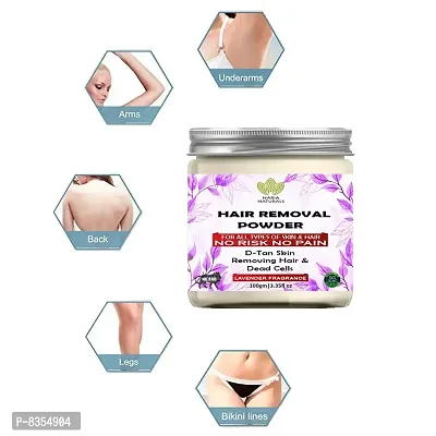 Haria Naturals Hair Removal Powder (Lavender Fragrance) For Underarms, Hand, Legs & Bikini Line Three in one Use For D-Tan Skin, Removing Hair, Remove Dead cell Men & Women 300 gms-thumb2