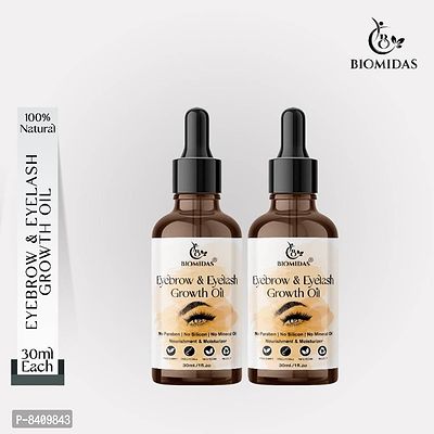 Biomidas 100% Pure Eyebrow  Eyelash Growth Oil-Enriched With Natural Ingredients For Long  Thick Eyebrows  Eyelashes 60ML-thumb0