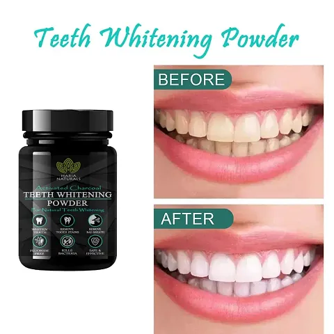 Haria Naturals Activated Charcoal Teeth Whitening Powder - For Teeth Whitening, Stain Remover, Freshens Breath - With Activated Charcoal  Clove Powder - 50GM