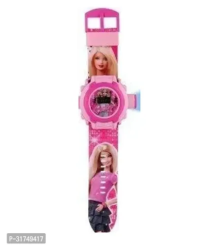 Barbie 24 Images Projector Digital Rubber Kids Watch Pink Dial and Band-thumb0