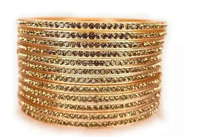 Elegant Metal American Diamond Bangles or Bracelets For Women Pack of 12